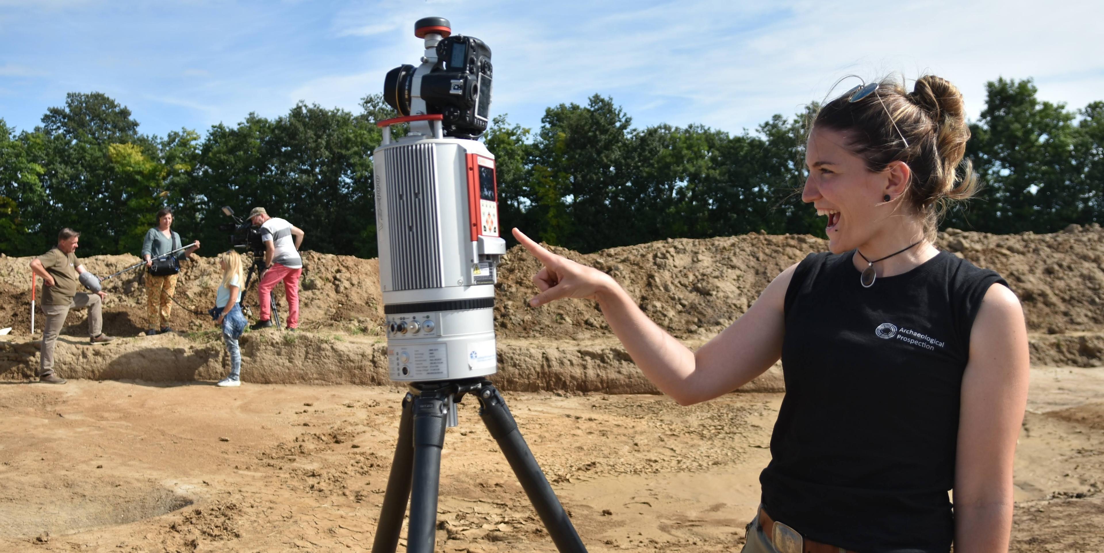 Jona during an interview about archaeological documentation